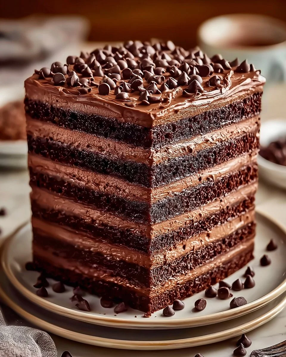 Delicious Choco-Fudge Brownie Cake topped with chocolate frosting