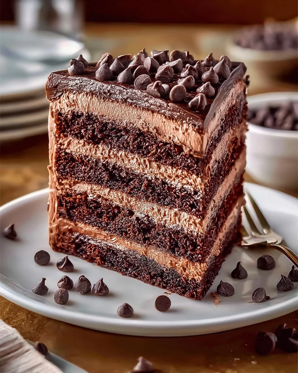 Delicious Choco-Fudge Brownie Cake topped with chocolate ganache and walnuts