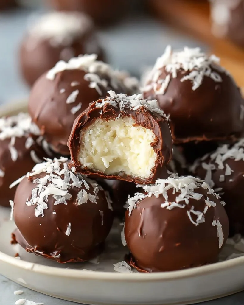 Delicious chocolate and coconut truffles ready to be enjoyed