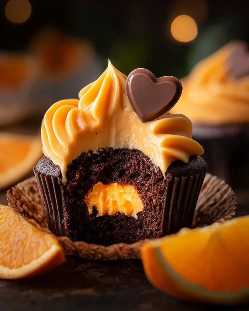 Chocolate Orange Cupcakes with Orange Ganache Filling