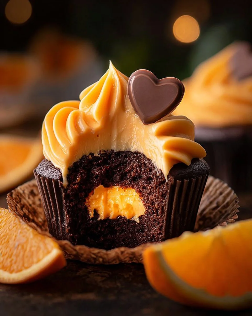 Chocolate Orange Cupcakes with Orange Ganache Filling