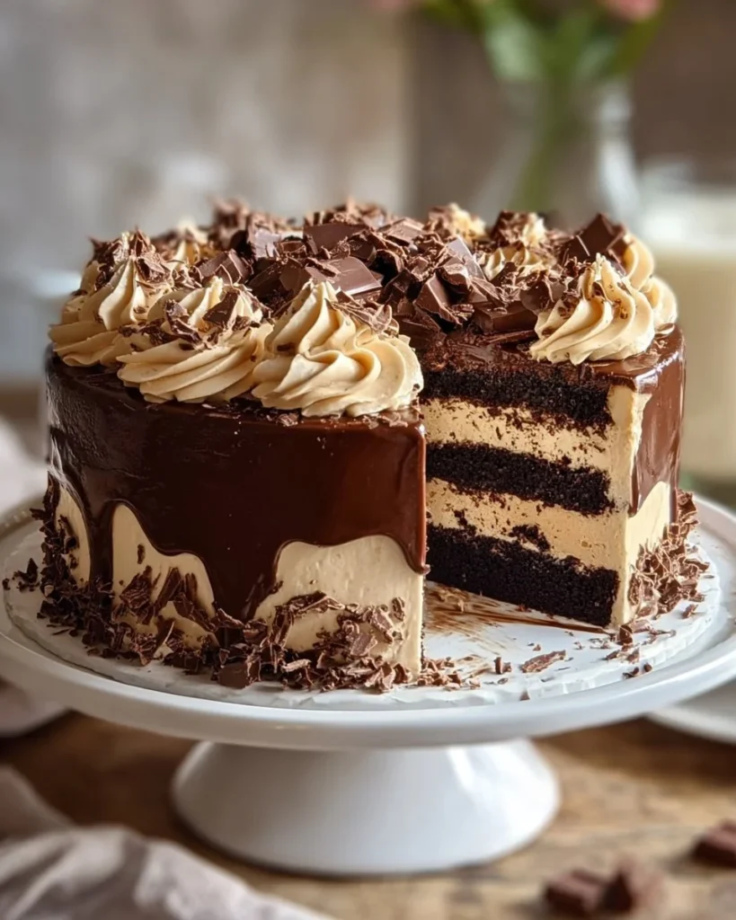 Delicious chocolate brownie cake with a rich fudgy texture and decadent layers