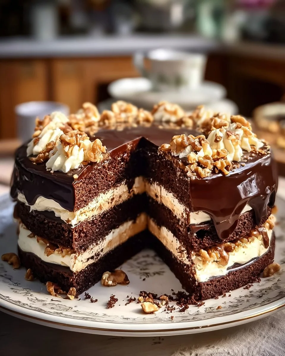 Delicious Chocolate Brownie Cake with rich chocolate frosting