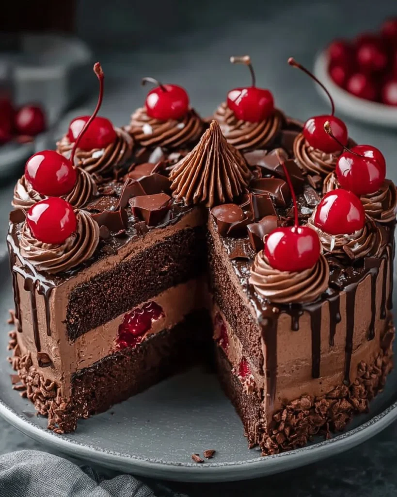 Delicious homemade chocolate cake topped with chocolate frosting and sprinkles