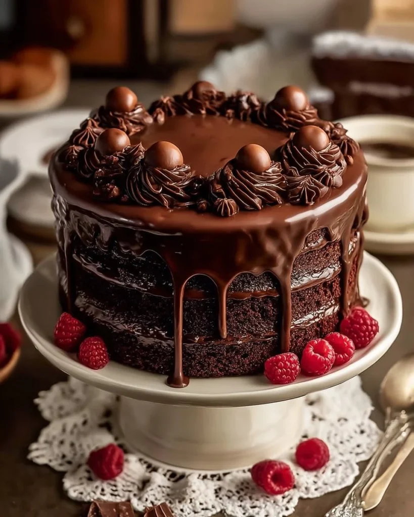 Decadent chocolate cake inspired by Matilda's classic dessert scene.