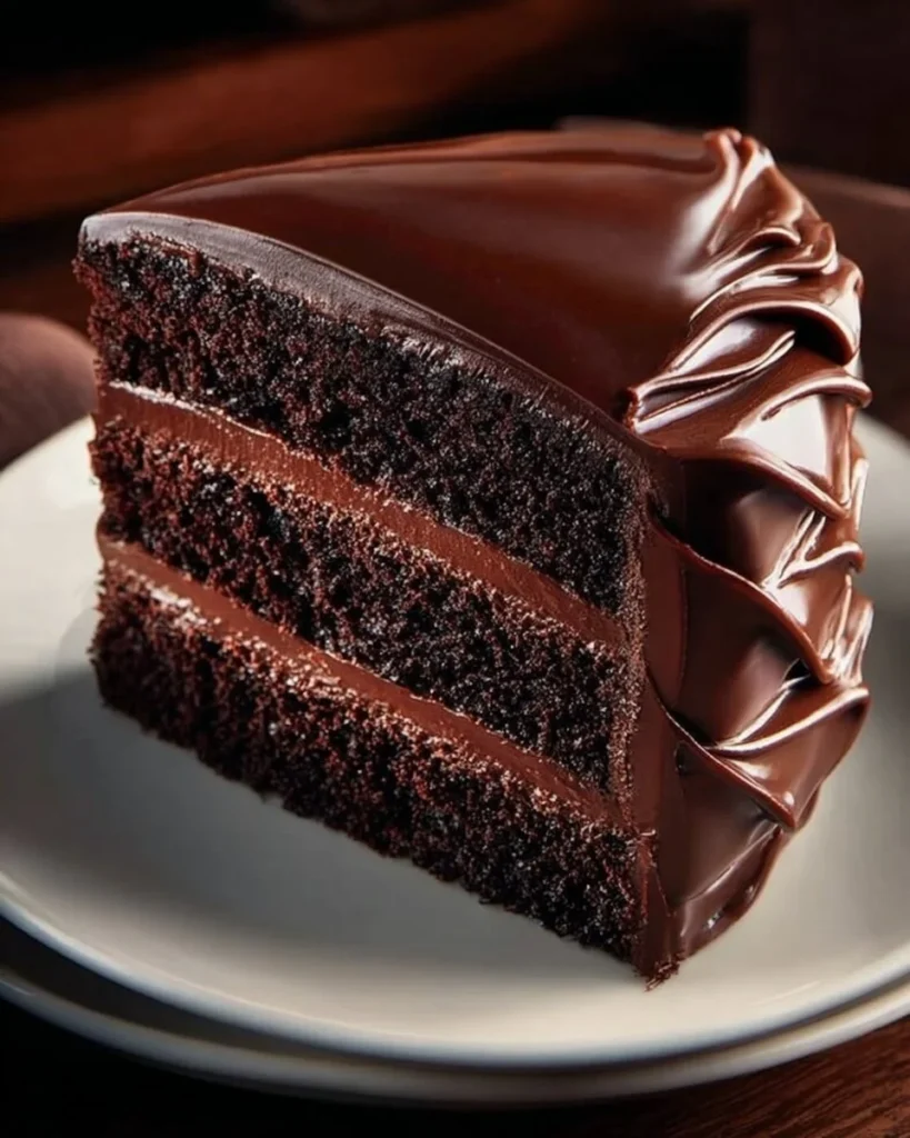 Delicious chocolate cake topped with smooth silky mousse in a beautiful presentation