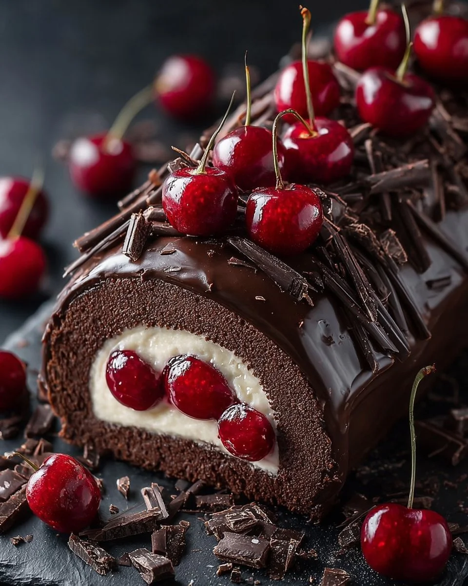 Chocolate Cherry Delight dessert with rich chocolate and fresh cherries