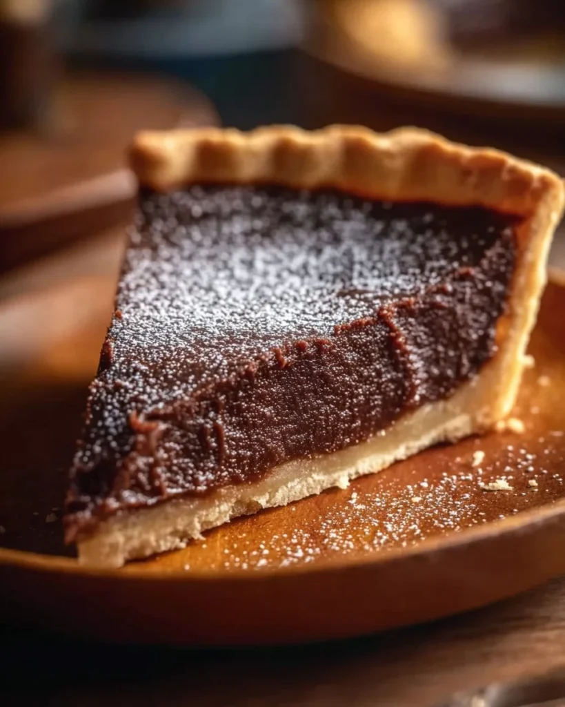 Delicious Chocolate Chess Pie slices on a plate