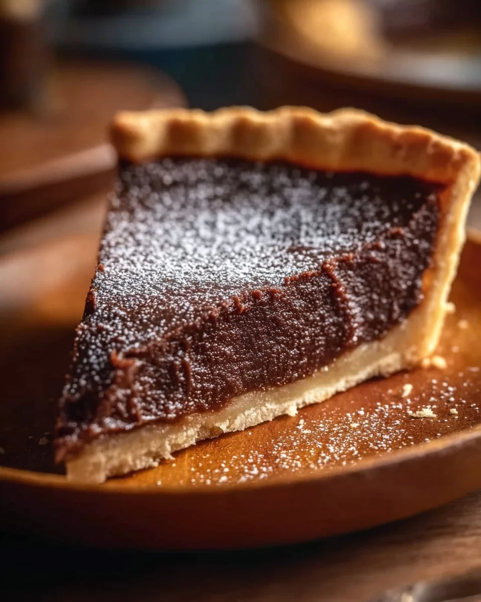 Delicious Chocolate Chess Pie slices on a plate