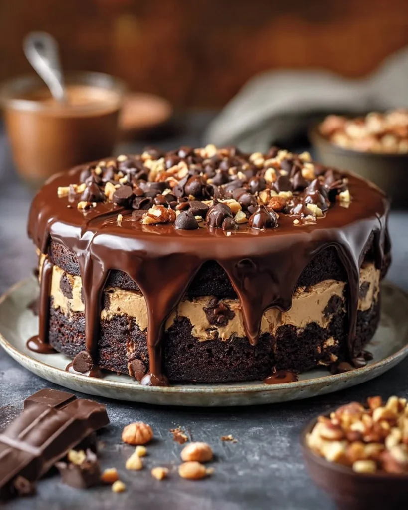 Chocolate Chip Hazelnut Cookie Dough Lava Cake with molten chocolate center