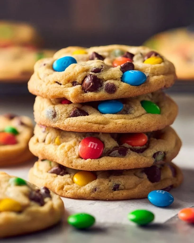 Delicious Chocolate Chip M&M Cookies with colorful candies
