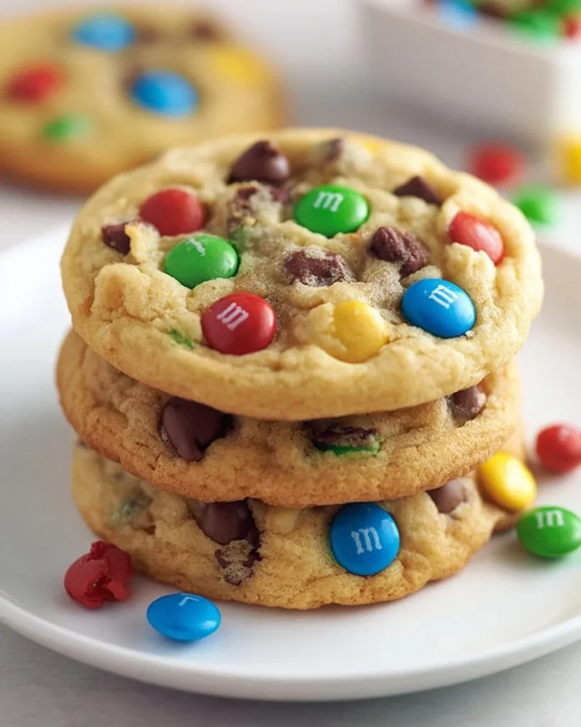 Delicious Chocolate Chip M&M'S Cookies on a cooling rack