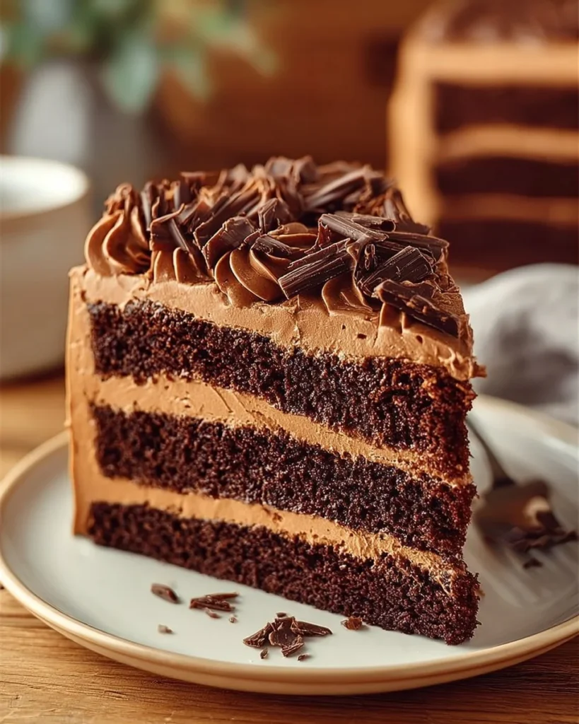 Delicious Chocolate Coffee Cake topped with chocolate glaze and coffee beans
