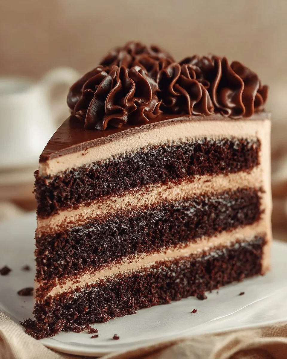 Delicious Chocolate Coffee Cake topped with chocolate frosting