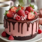 Delicious Chocolate Covered Strawberry Cake with fresh strawberries and chocolate glaze