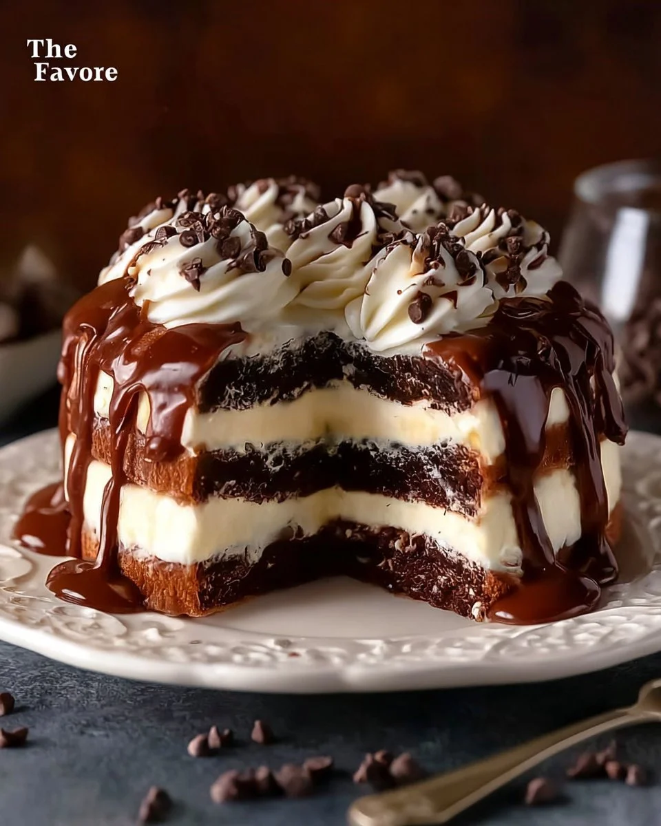 Delicious Chocolate Cream Cake with rich frosting and decorations