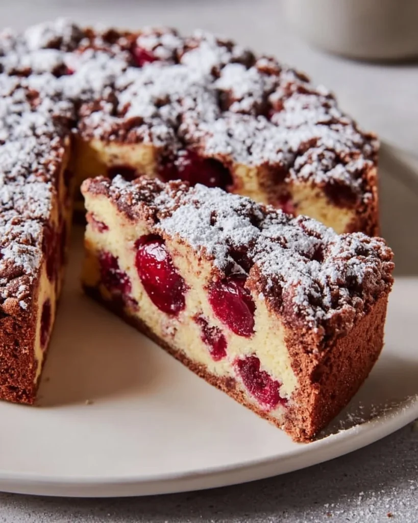 Delicious Chocolate Crumble Cake with a rich, crumbly topping