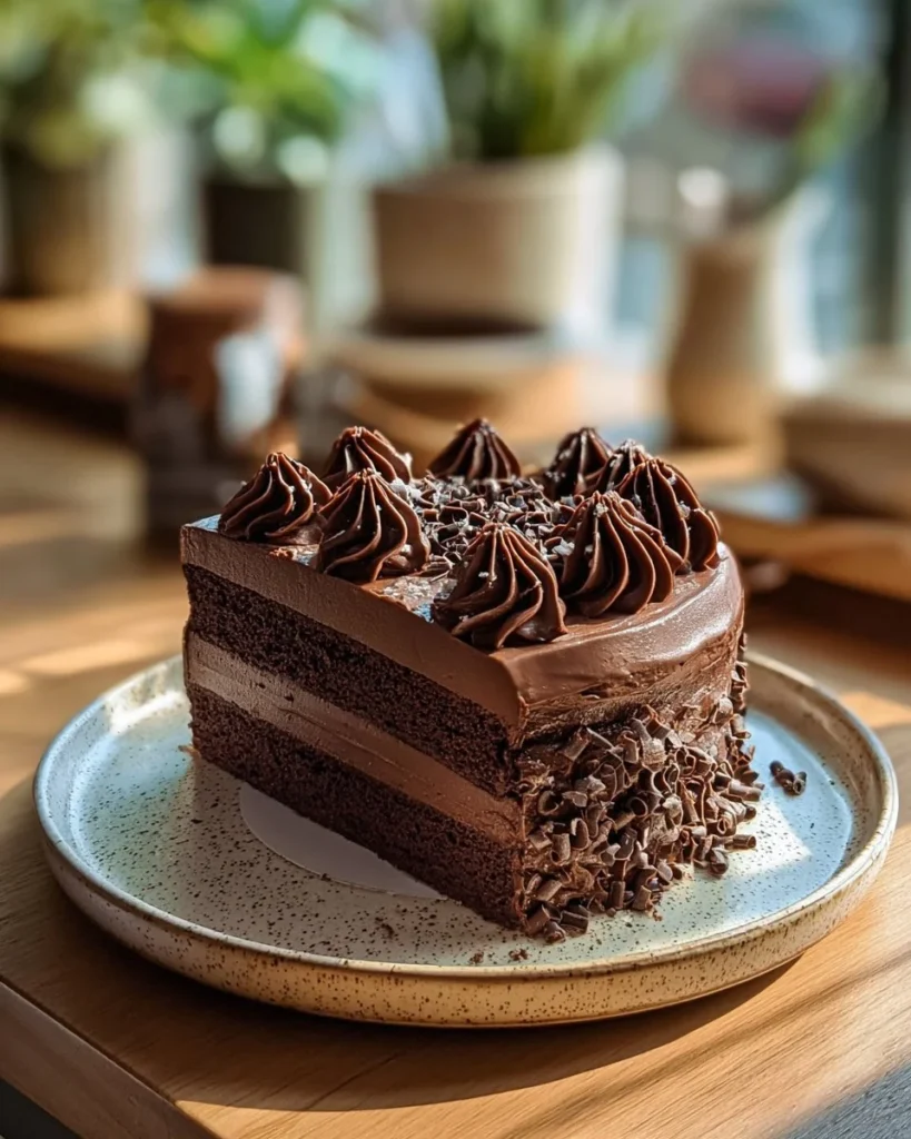 Delicious Chocolate Fudge Brownie Cake topped with chocolate ganache
