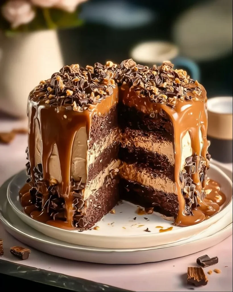 Delicious Chocolate Fudge Cake with Salted Caramel Buttercream frosting