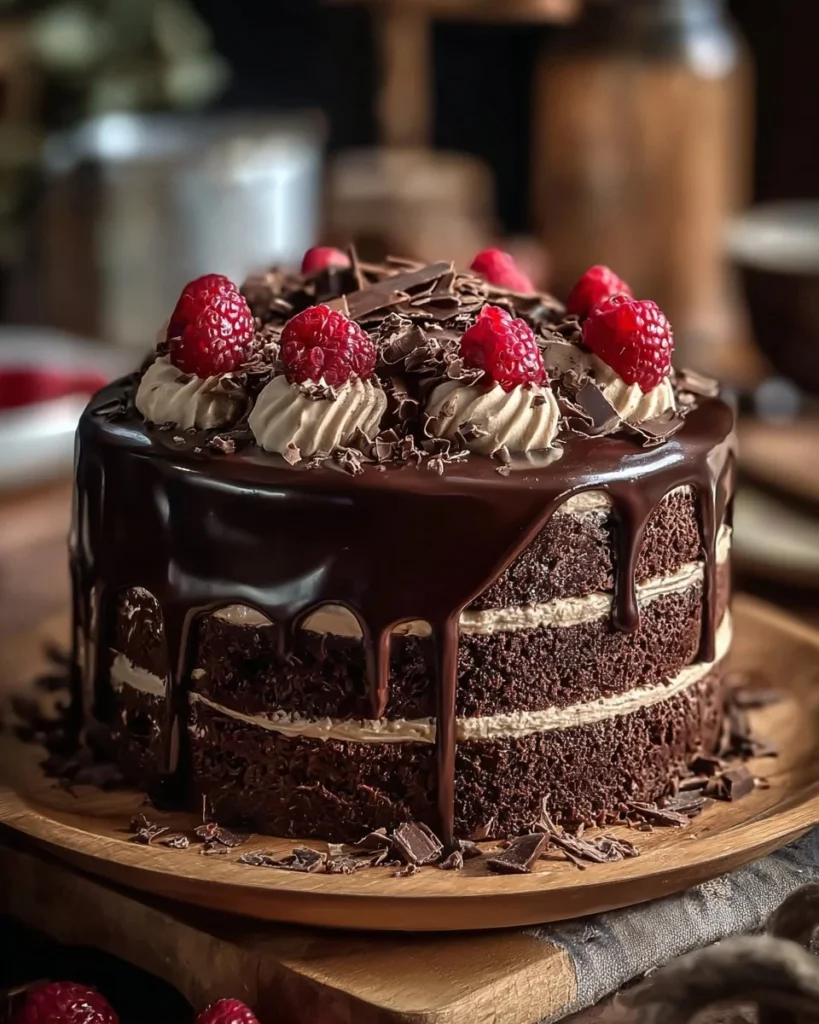 Delicious layered Chocolate Fudge Cake with rich chocolate frosting