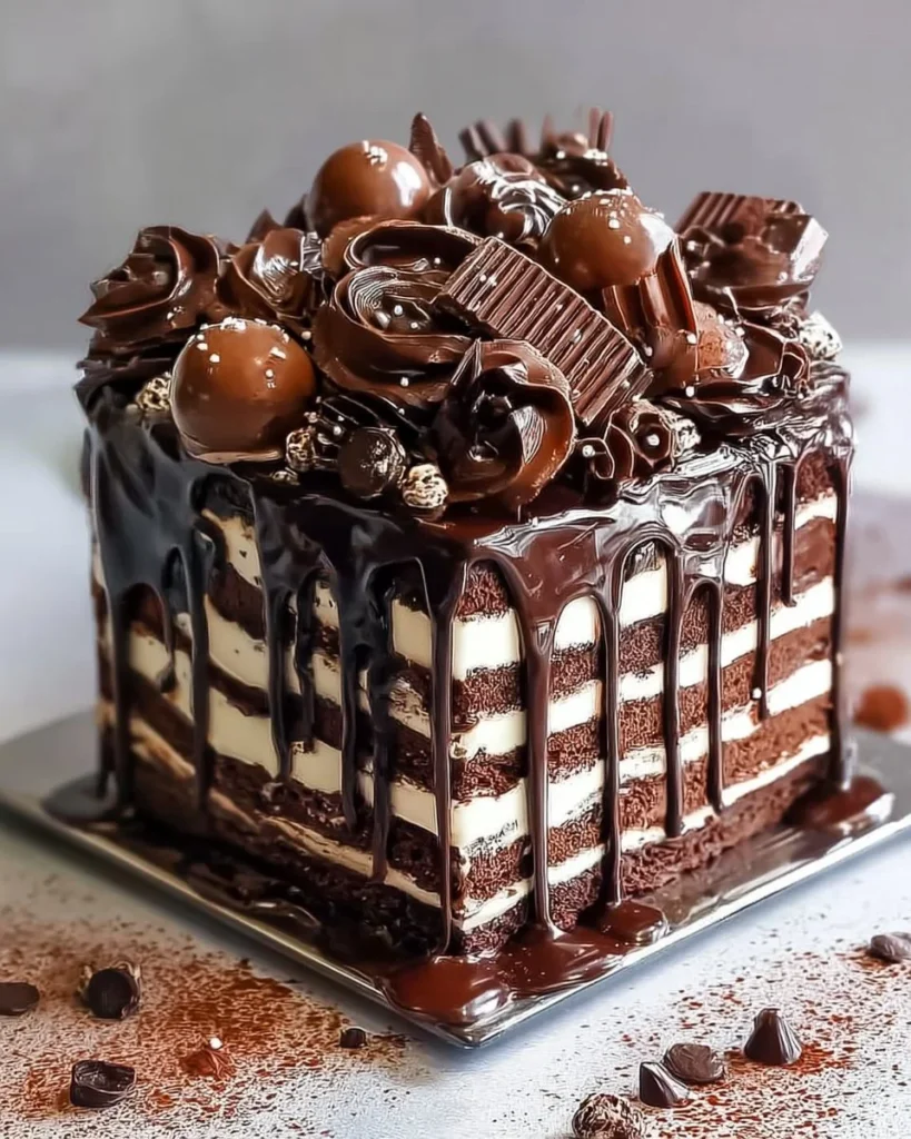 Chocolate Fudge Layered Cake showcasing rich chocolate layers and frosting
