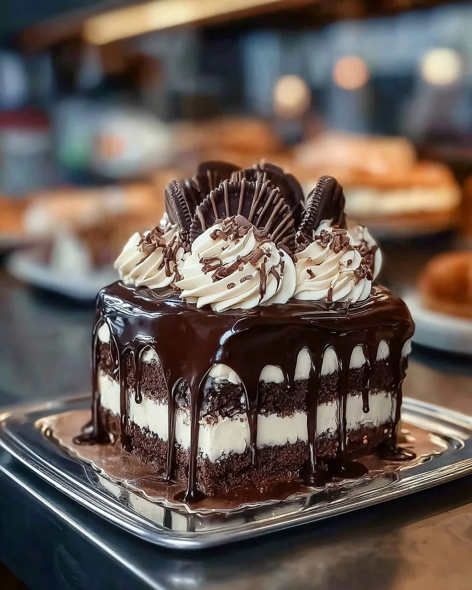 Deliciously rich Chocolate Fudge Layered Cake with chocolate frosting