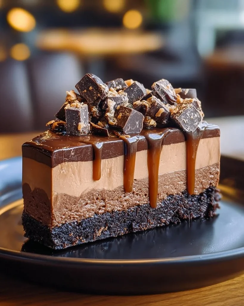 Delicious Chocolate Fudge Truffle Cheesecake topped with rich chocolate truffles