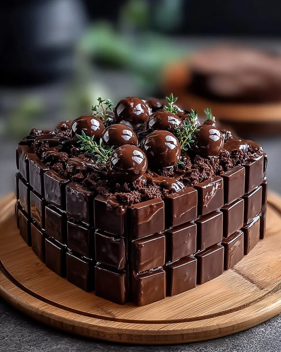 Delicious and decadent Chocolate Grid Cake with a unique design