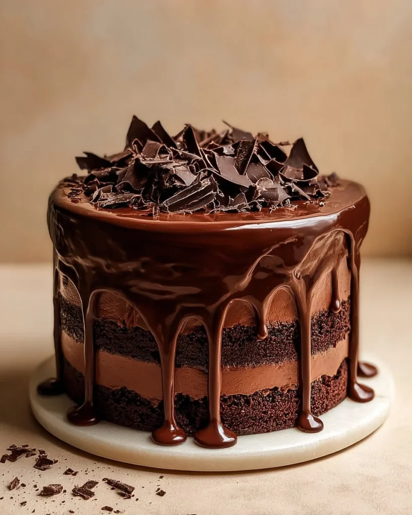 Delicious Chocolate Lava Layer Cake with rich chocolate layers and molten center.