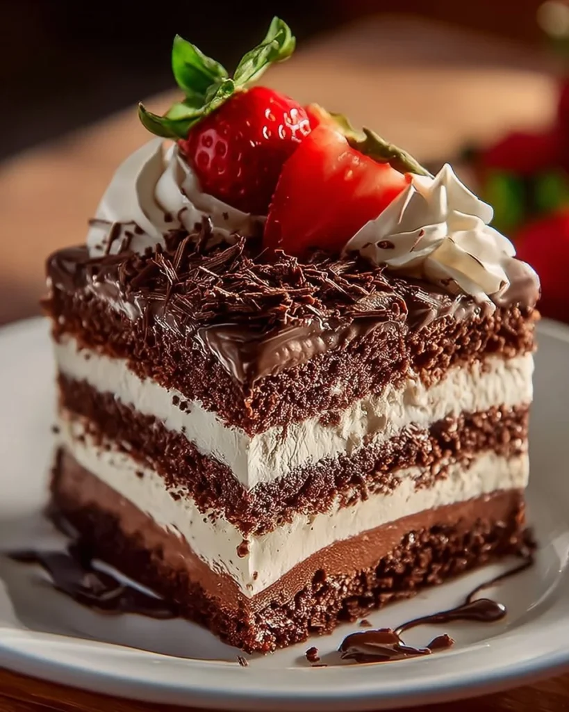 Delicious Chocolate Mocha Layer Cake with rich chocolate and coffee flavors