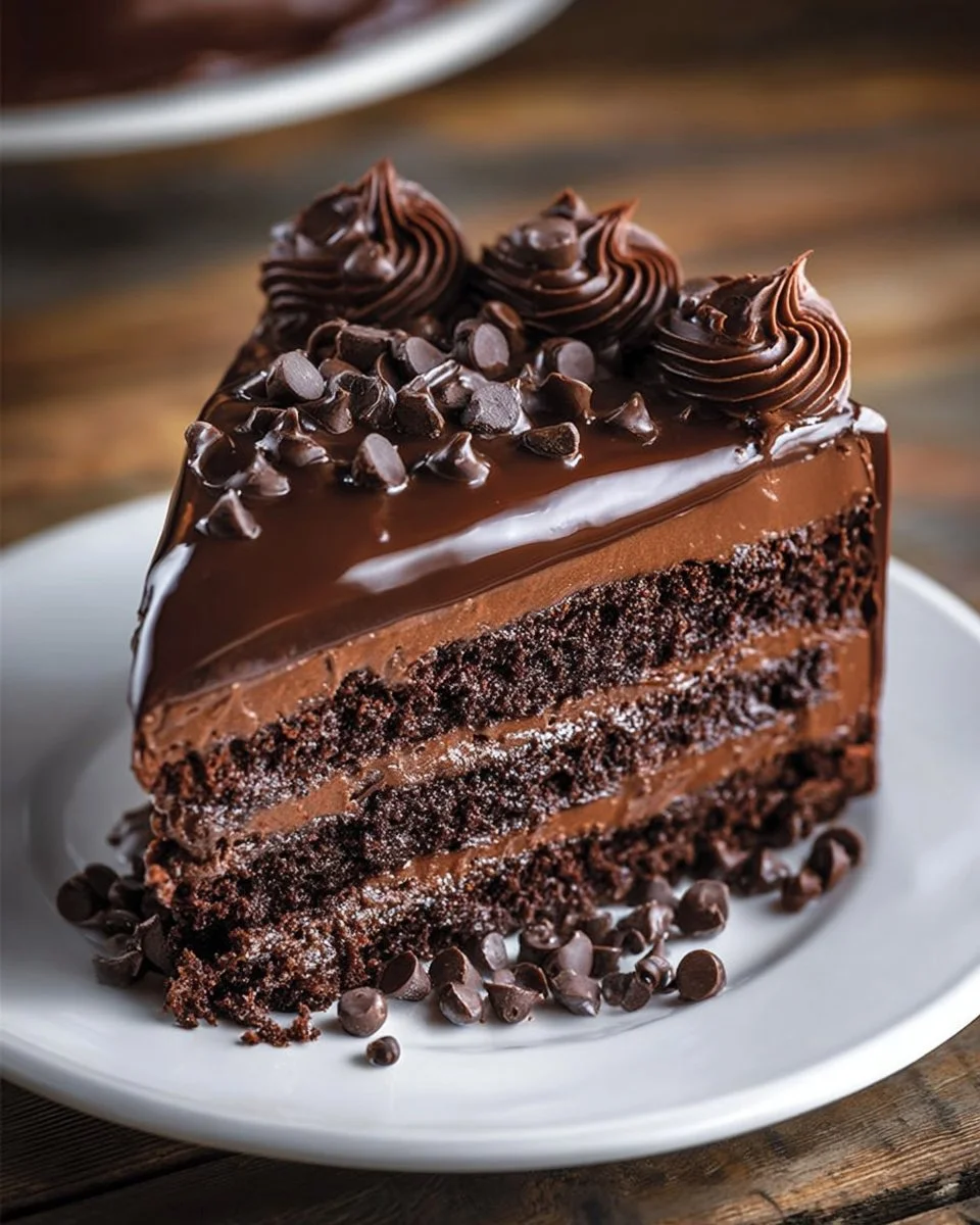 Delicious Chocolate Mousse Cake topped with chocolate shavings