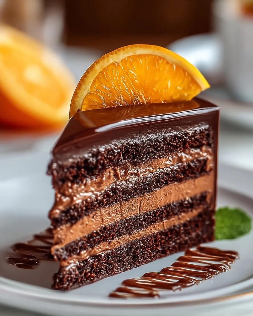 Delicious Chocolate Orange Layer Cake with rich chocolate and orange flavors
