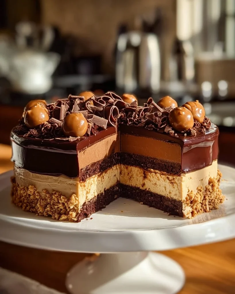 Delicious Chocolate Peanut Butter Cheesecake Delight with creamy layers