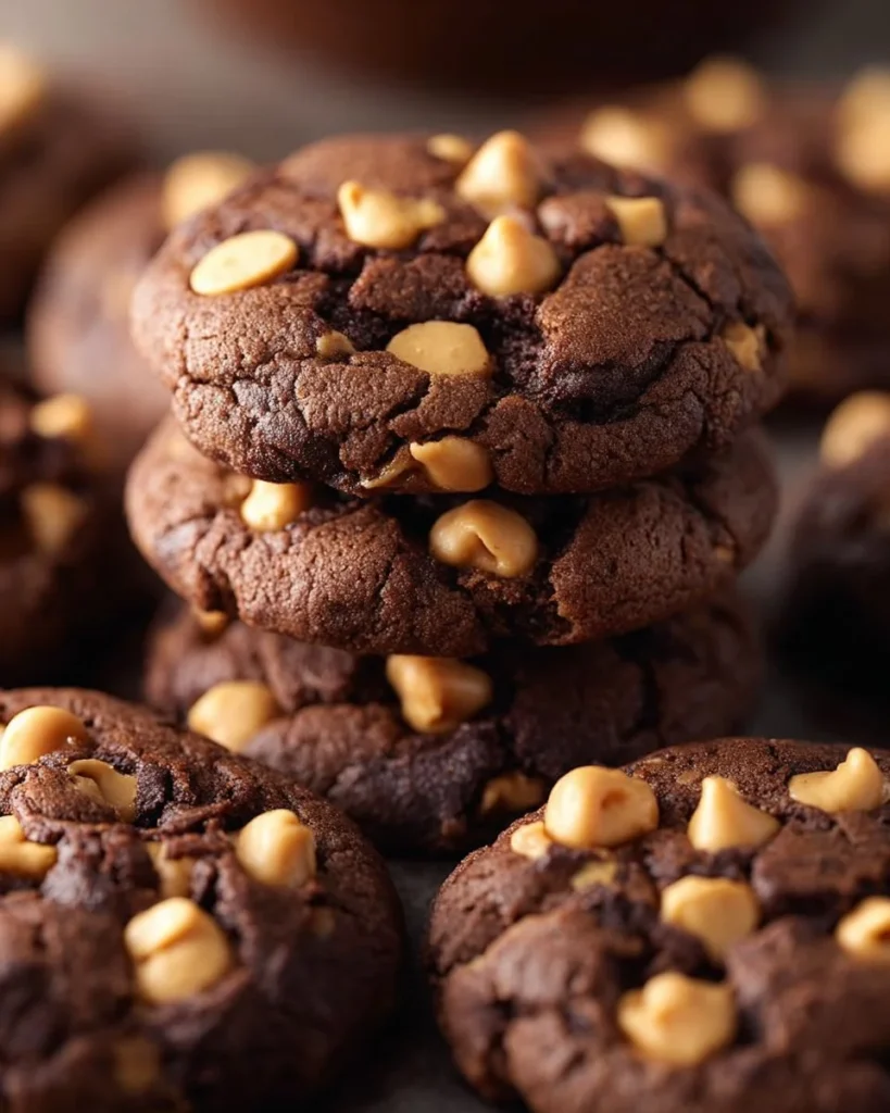 Delicious Chocolate Peanut Butter Chip Cookies on a cooling rack