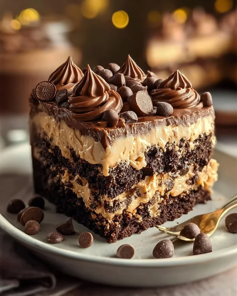 Decadent Chocolate Peanut Butter Cake with rich frosting and gooey texture