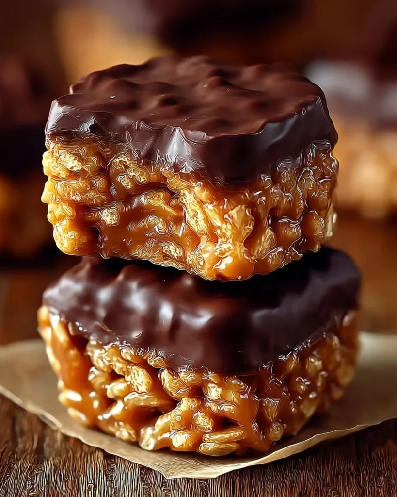 Delicious Chocolate Peanut Butter Rice Krispie Cups stacked on a plate