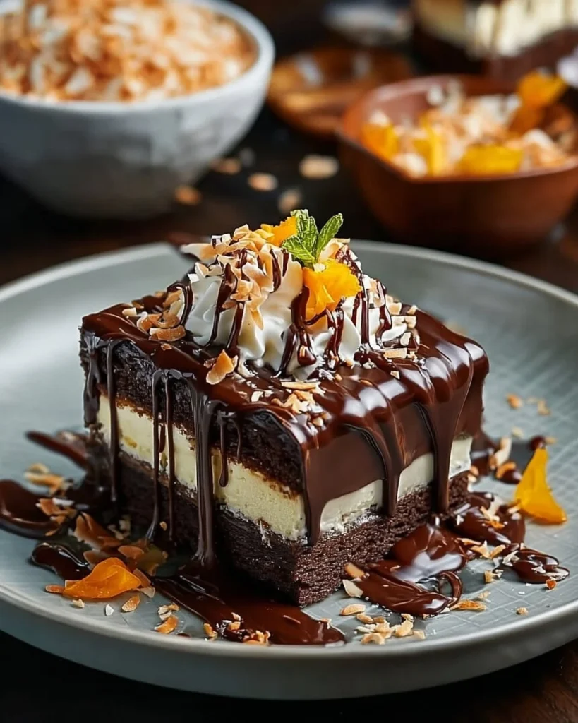 Delicious Chocolate Petit Beurre dessert on a wooden table