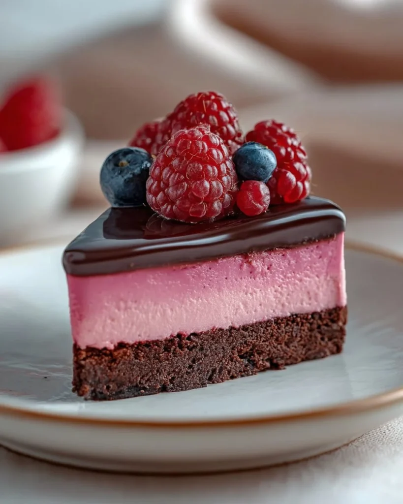 Vegan and grain-free Chocolate Raspberry Bavarois dessert