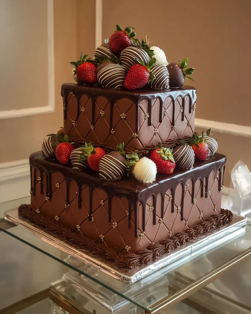 Chocolate Strawberry Delight Cake with fresh strawberries and rich chocolate frosting