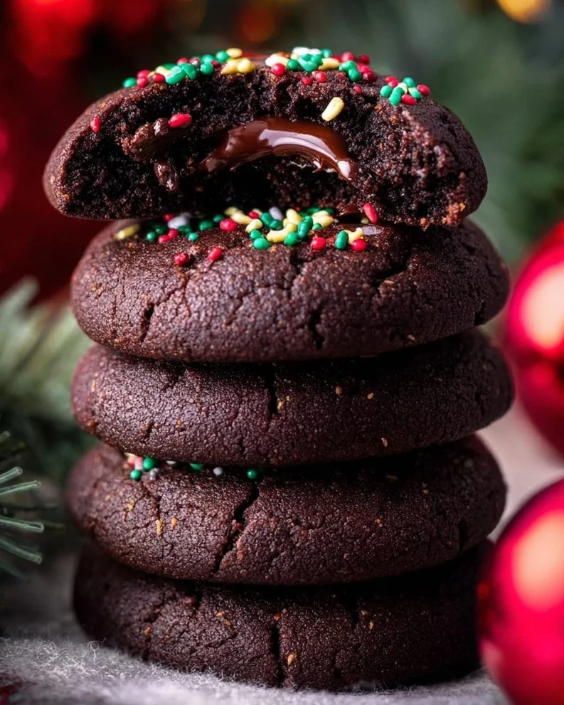 Delicious Chocolate Thumbprint Cookies with chocolate and jam filling
