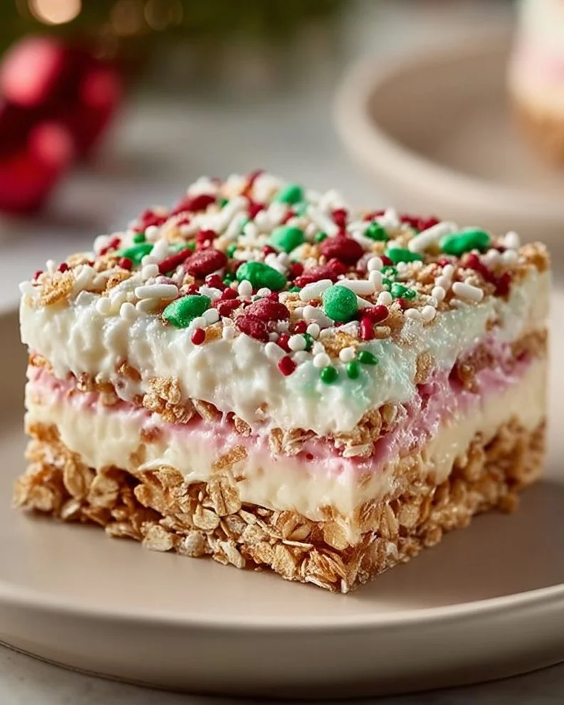 Delicious Christmas Crunch Cake decorated with festive toppings