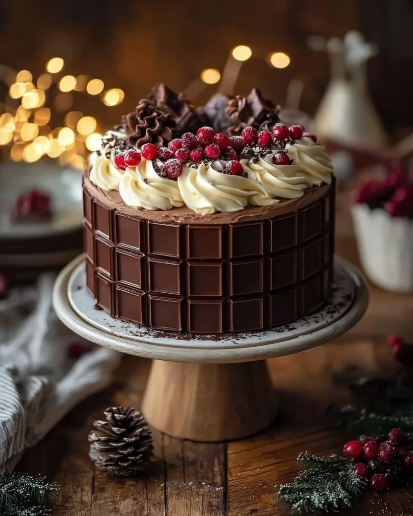 Christmas Damier Cake decorated for festive celebrations