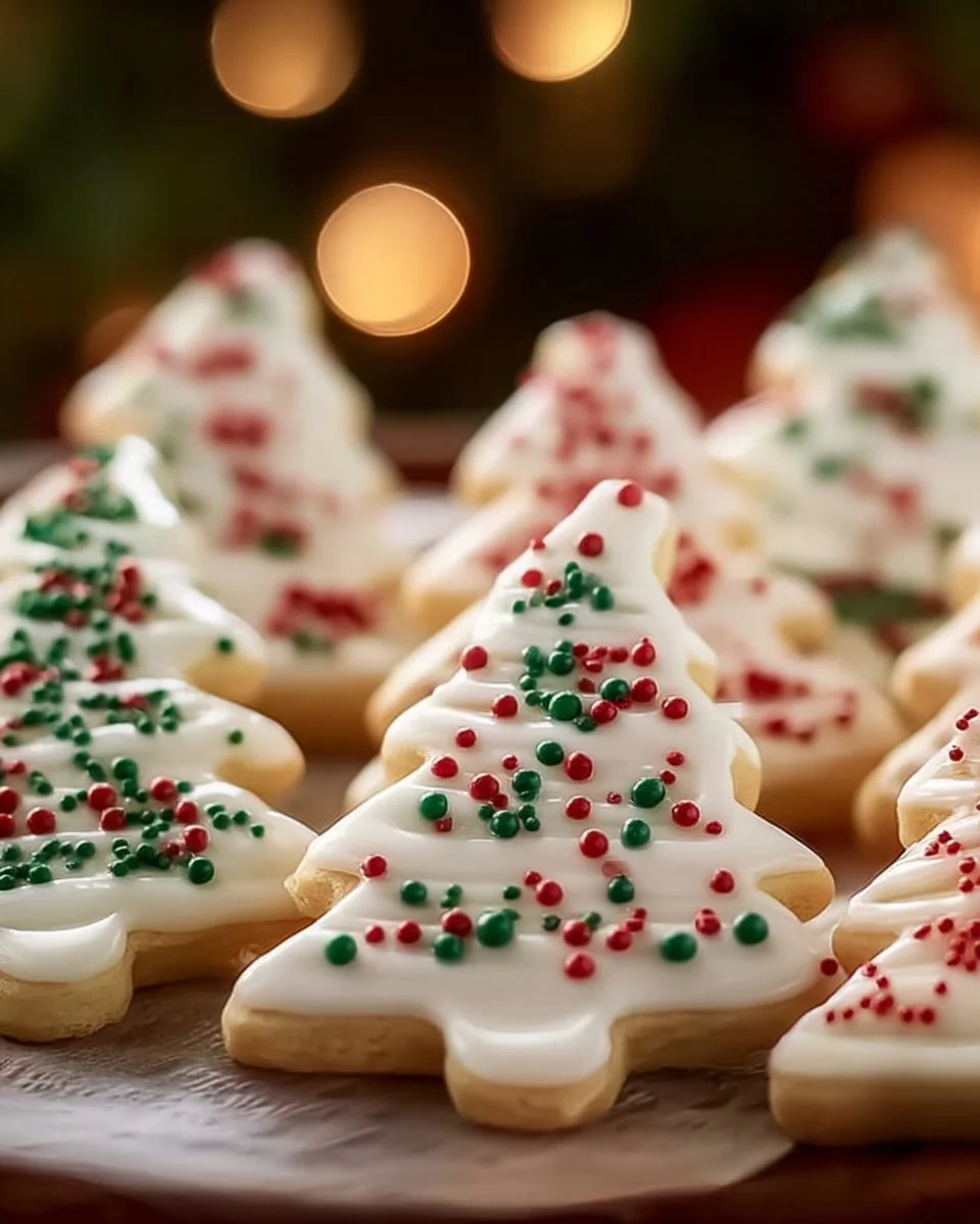 Christmas soft shortbread cookies decorated with festive sprinkles