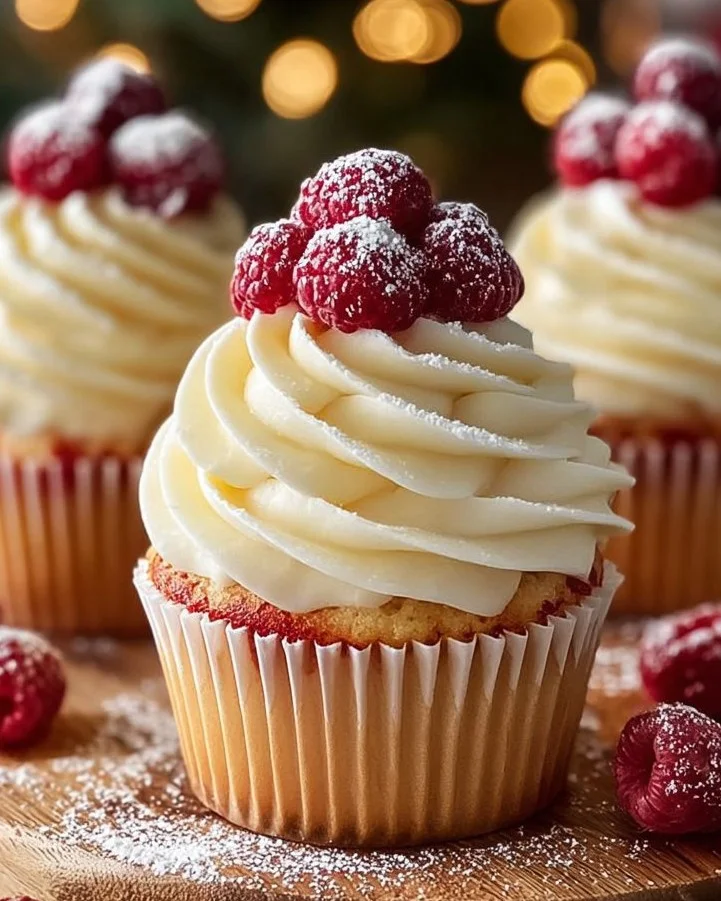 Delicious Christmas vanilla cupcakes decorated with festive frosting and sprinkles