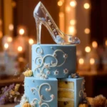Cinderella glass slipper birthday cake decorated elegantly for a magical celebration.