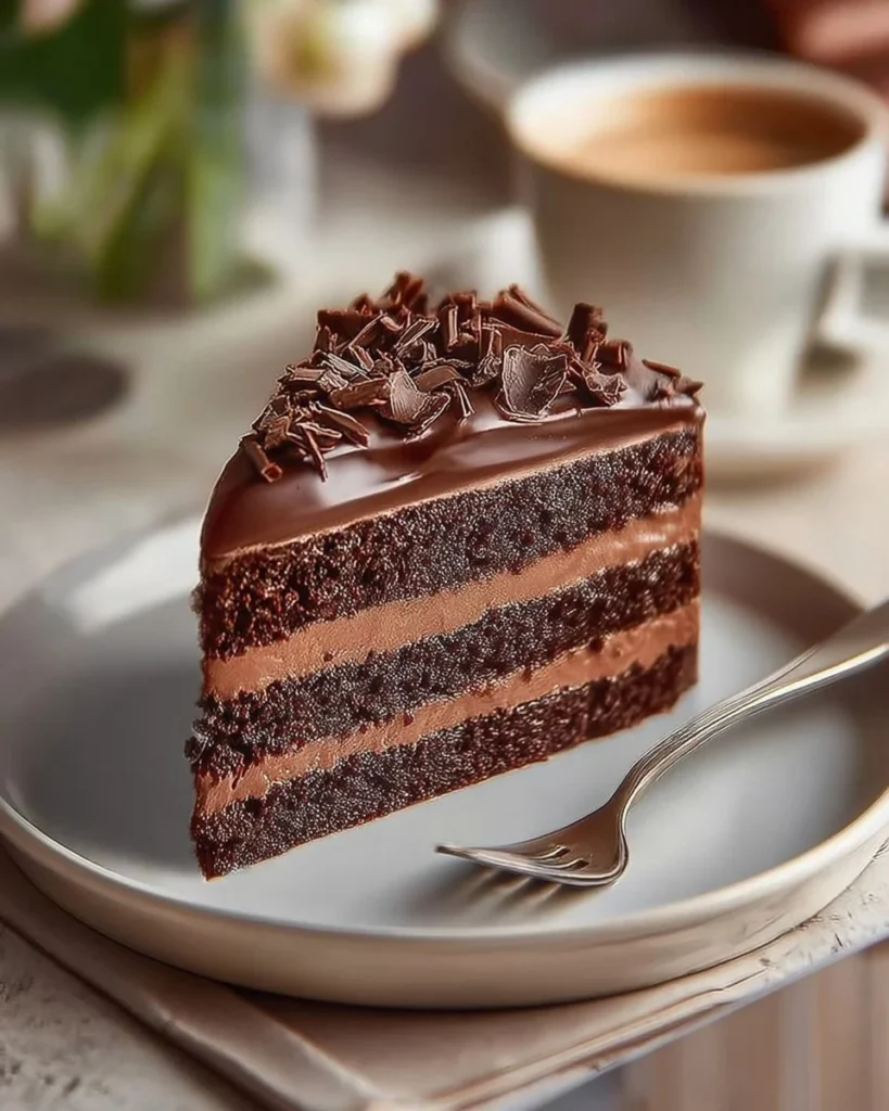 Classic moist chocolate cake topped with rich chocolate frosting