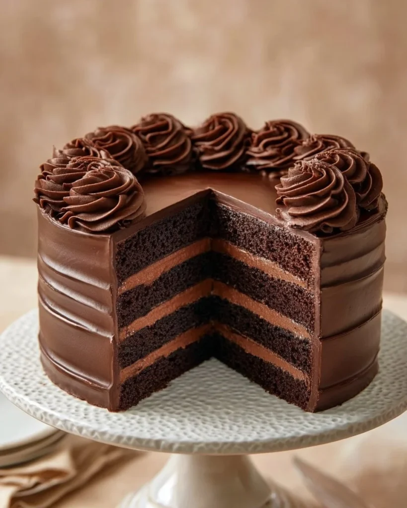 Delicious Coffee Chocolate Sponge Cake on a plate with coffee beans and chocolate