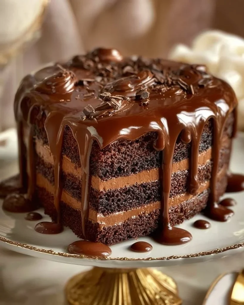 Delicious coffee cake topped with caramel and chocolate drizzle