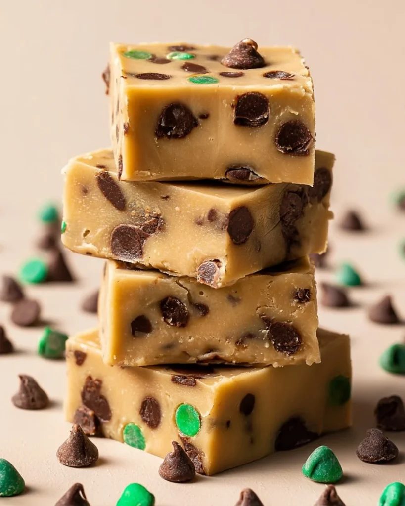 Delicious homemade Cookie Dough Bars topped with chocolate chips.