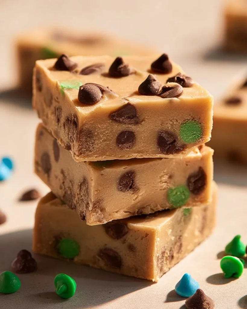 Delicious homemade Cookie Dough Bars served on a plate